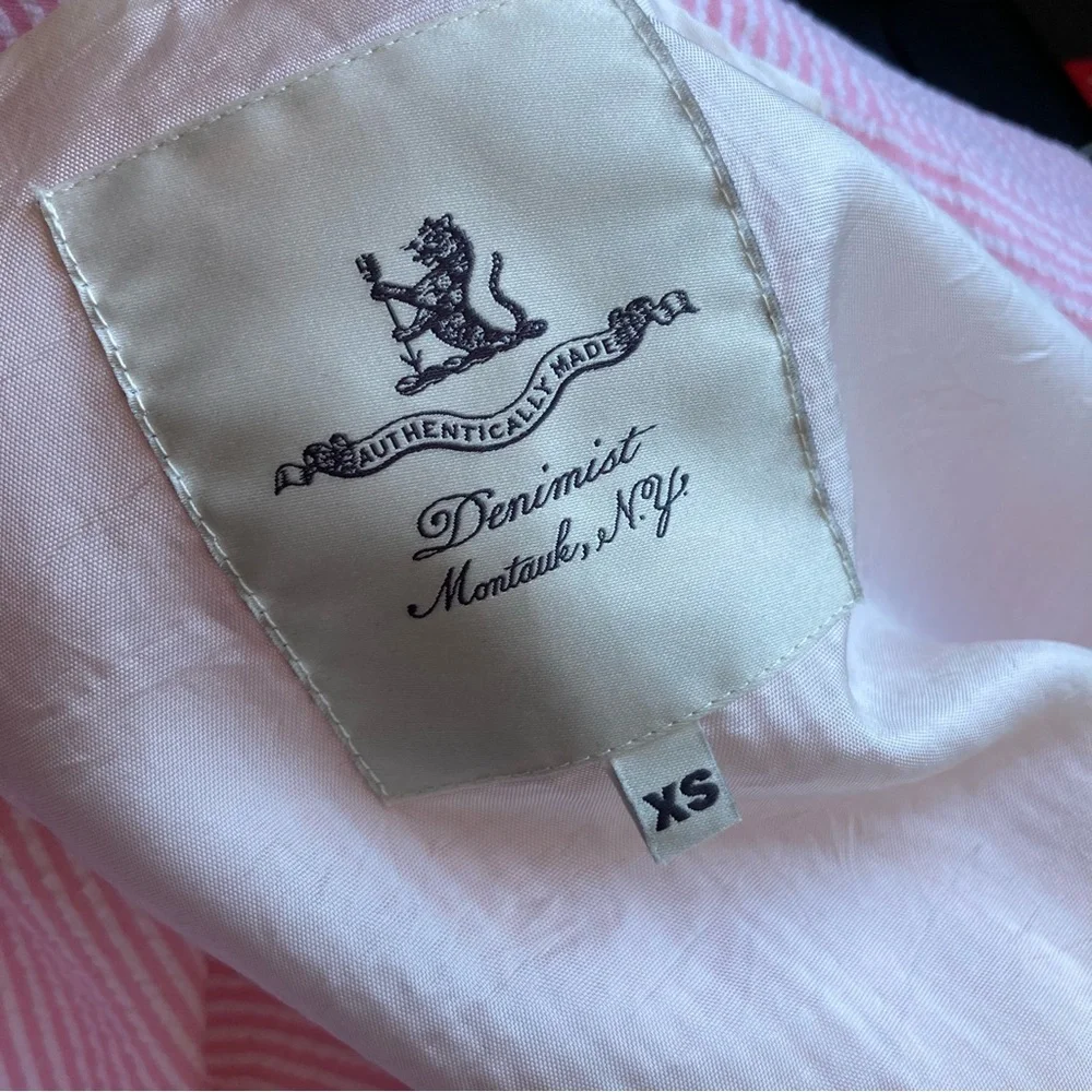 Denimist Pinstriped Pink Seersucker Deconstructed Oversized Blazer, XS Runs Big - Picture 13 of 14